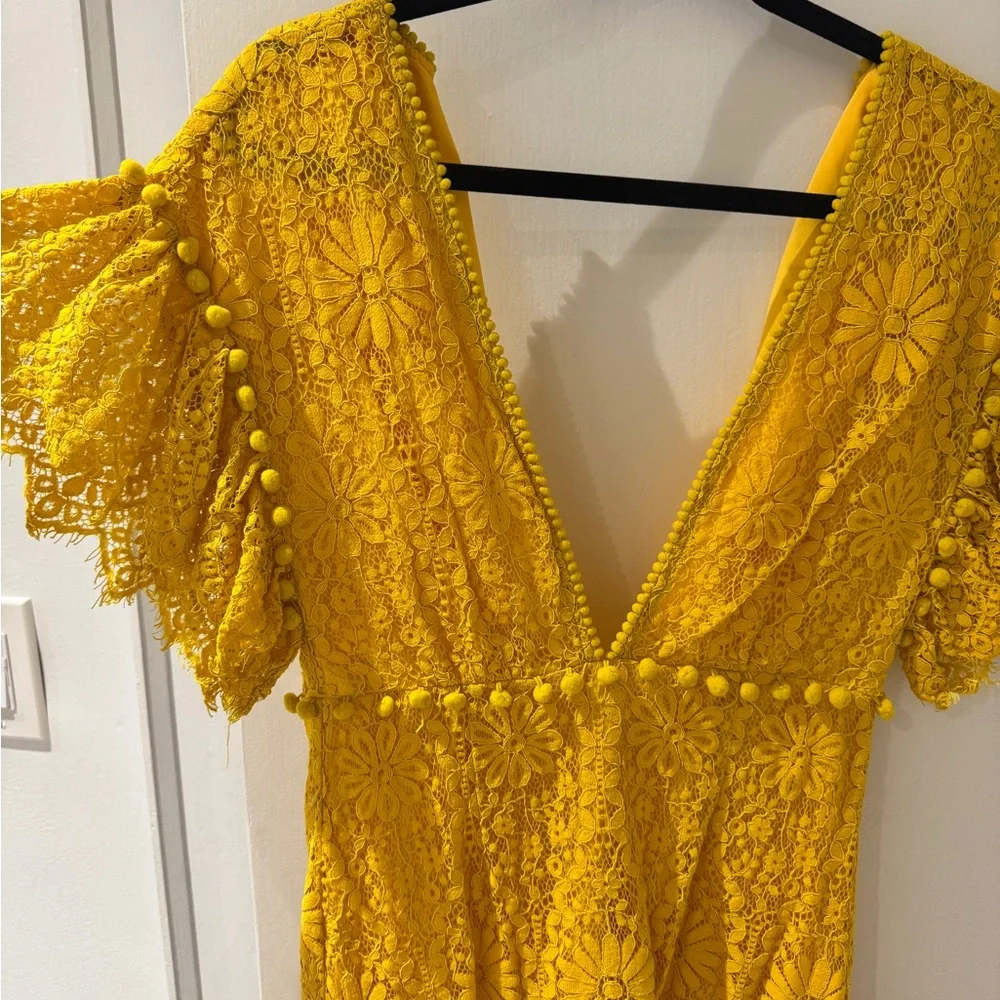 Saylor Yellow Ruffled Mini Dress Size Small - Picture 2 of 7